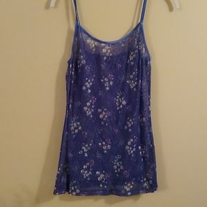 Sheer floral lace tank top